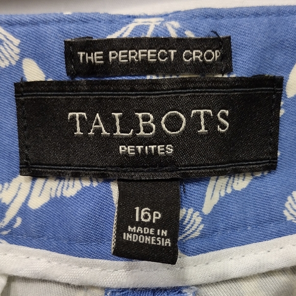 NWOT Talbots The Perfect Crop Butterfly Pants Womens 16P Blue Boho Retro Artsy - Picture 8 of 9